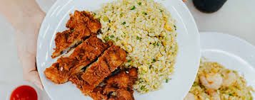 fried rice with fried chicken