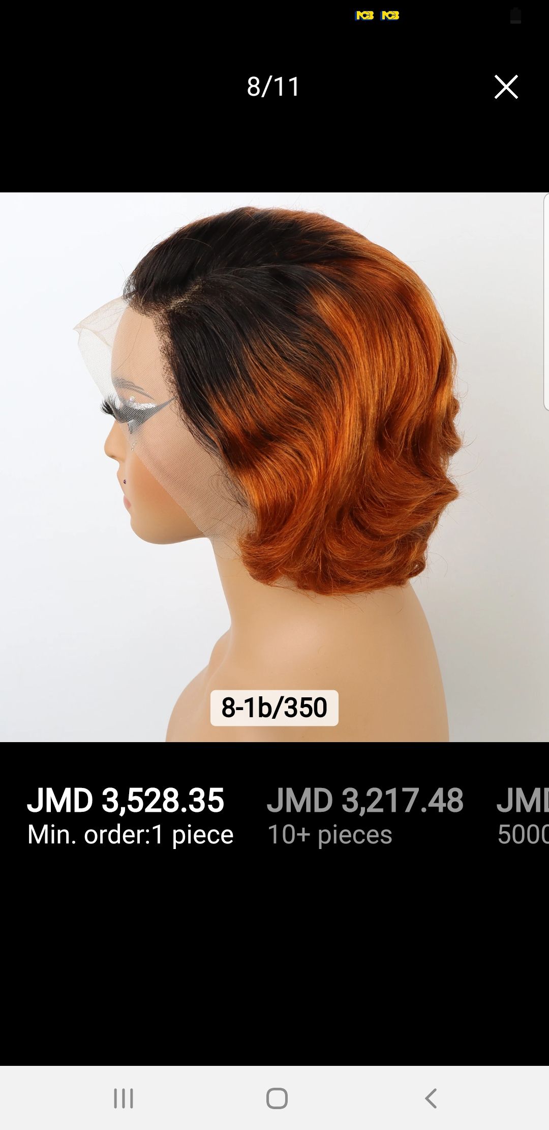 Ginger and black pixie wig