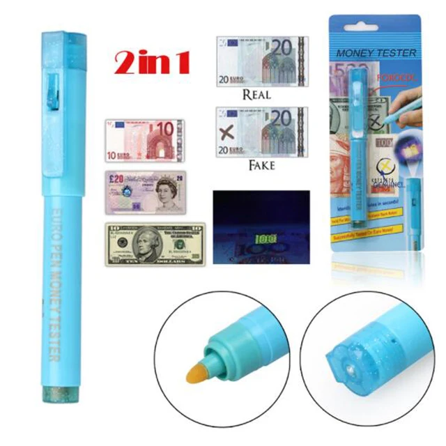 2 IN 1 Detector Pen with UV light Counterfeit Bank Note Tester Pen with colorful pen Money Recognizing 1379 Model