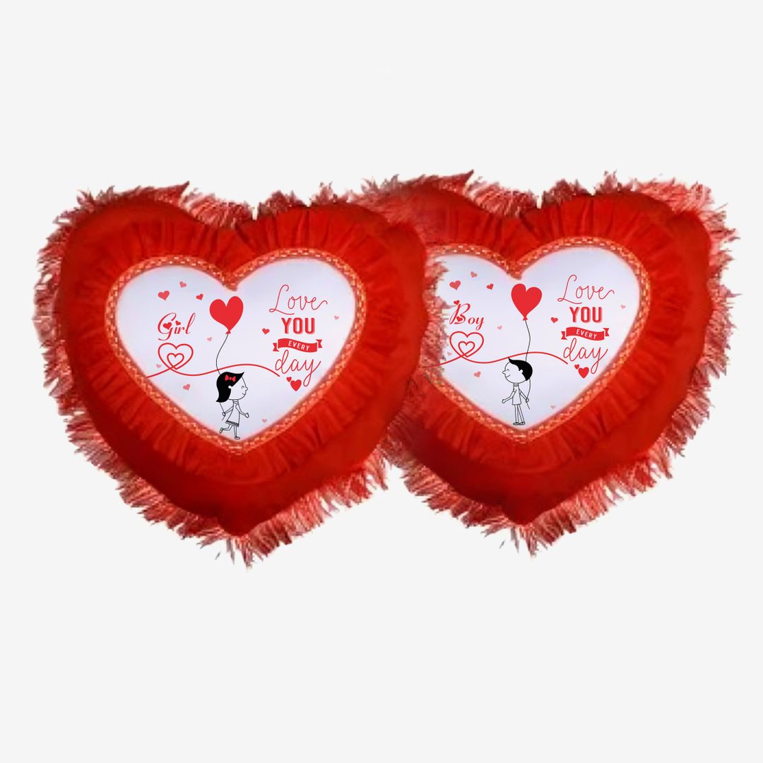 Heart Shaped Printed Cushion Cover for Couples