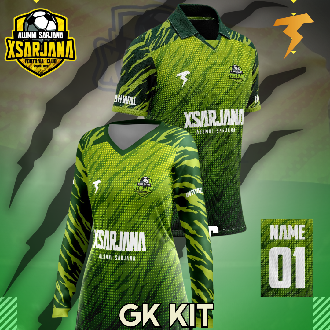 XSARJANA FC GOALKEEPER KIT (FREE NAMESET, BOLEH WS DETAIL NAMESET SELEPAS PAYMENT)