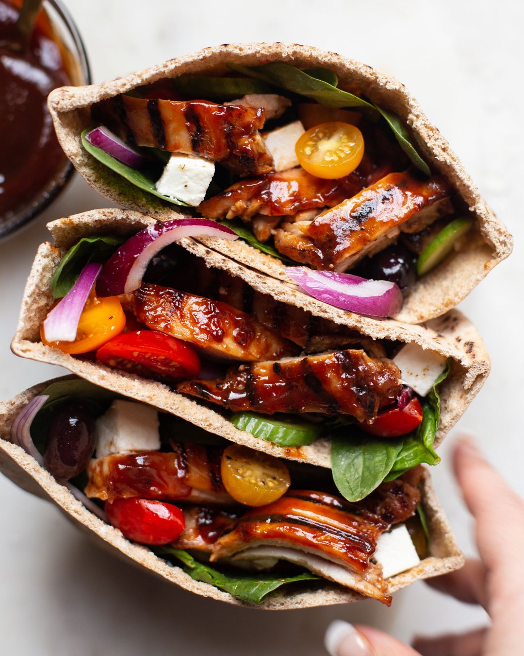 Pita Bread with BBQ Chicken and Vegetable Confit