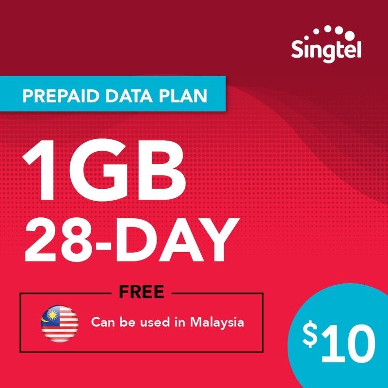 Singtel $10 1GB Singapore / Malaysia 28-Day Data Pass