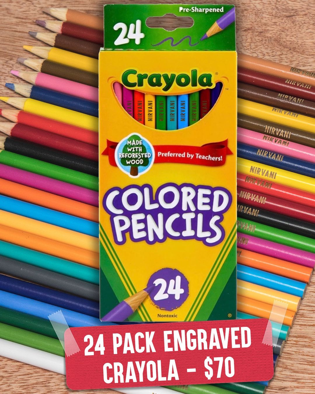 24 Pack Engraved Crayola Colored Pencils