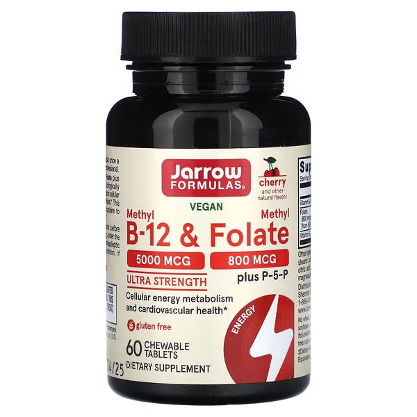 Vegan Methyl B-12 & Methyl Folate, Ultra Strength, Cherry Flavour