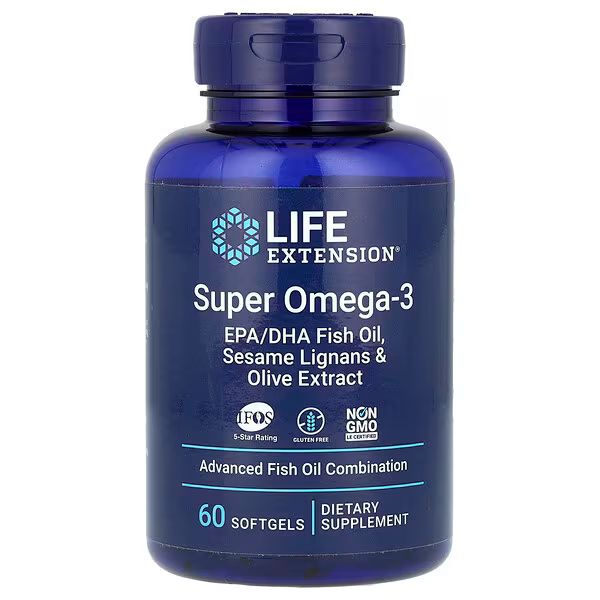 Super Omega-3, EPA/DHA Fish Oil with Sesame Lignans & Olive Extract