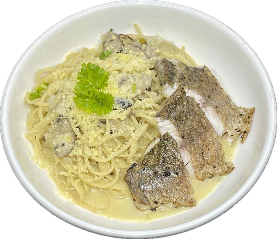 Carbonara Pasta - Grilled Barramundi