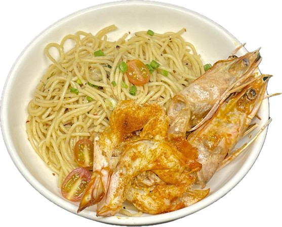 Aglio Olio Pasta - Pan Fried King Prawn