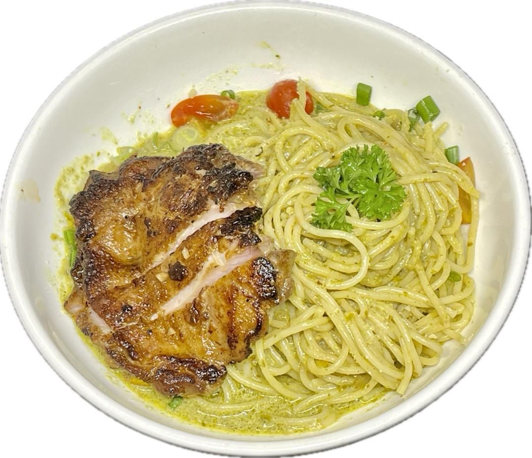 Green Curry Pasta - Grilled Chicken Chop