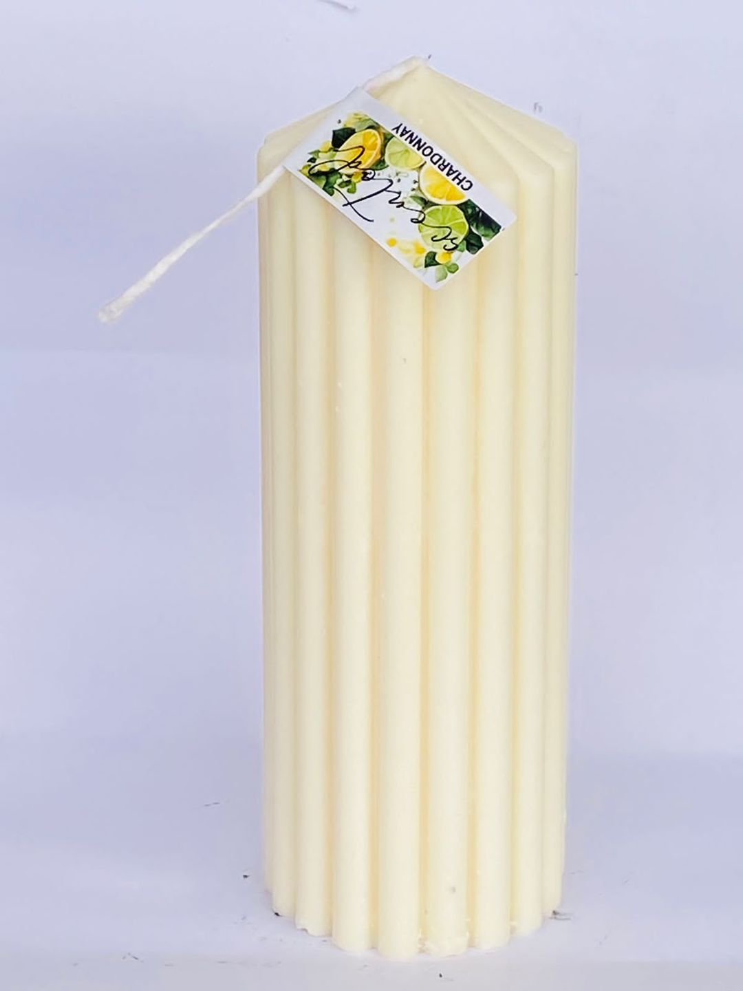 Scented white pillar candle-Chardonnay