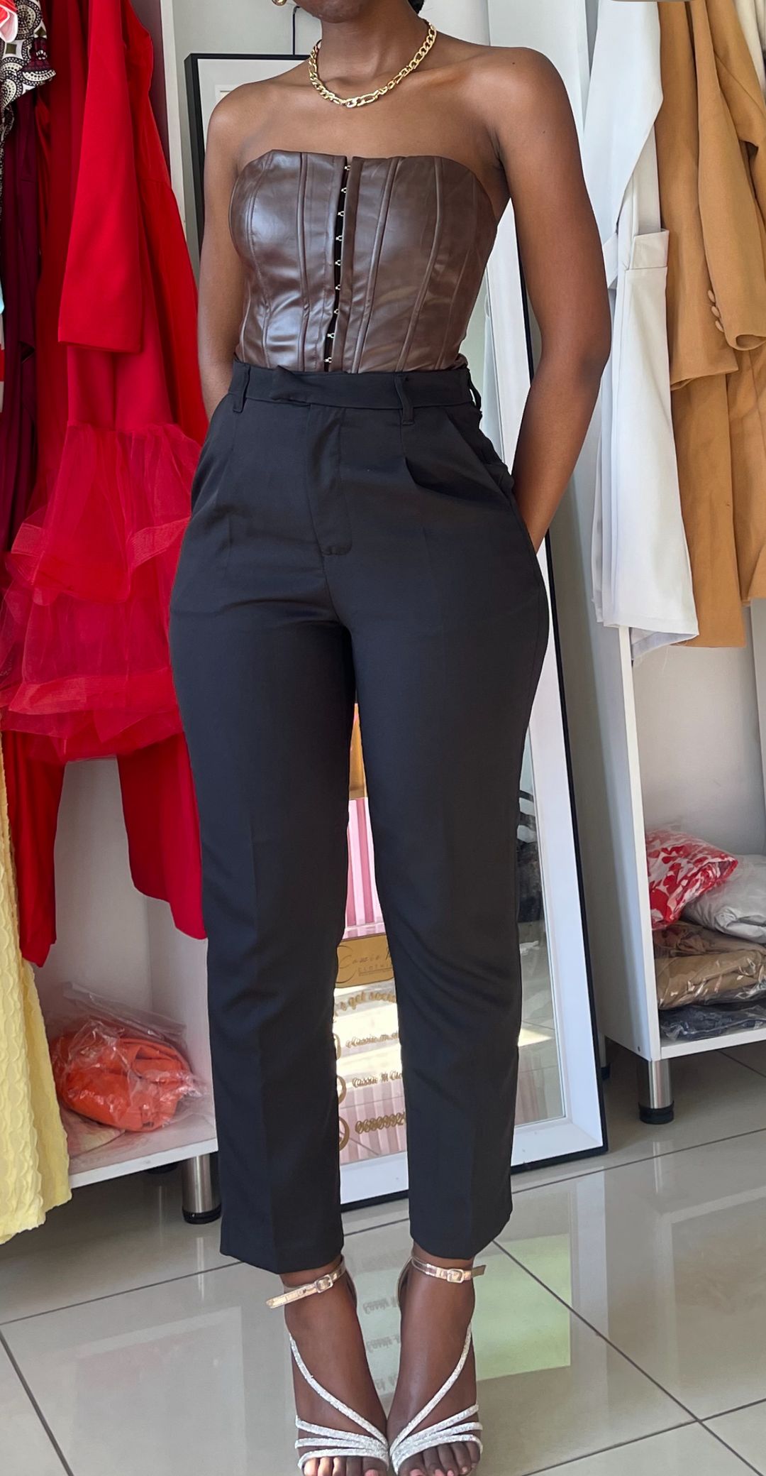 Black high waisted formal pants 