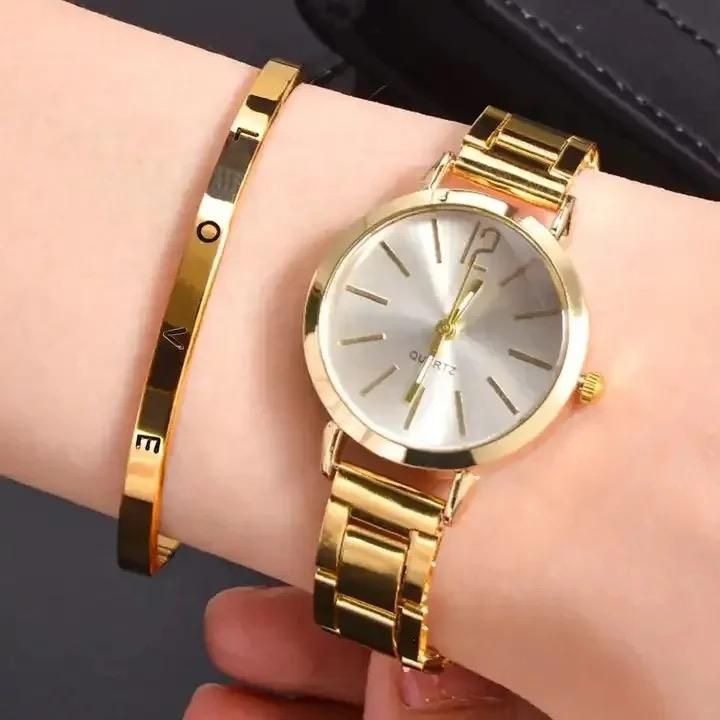 Luxury Watch for Women Simple Round Dial Stainless Fashion Gold Bracelet Quartz Wristwatch Students Ladies Watches Reloj Mujer .