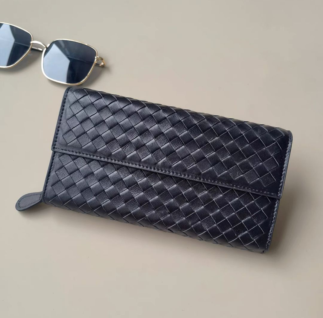 Flap Weave Long Wallet