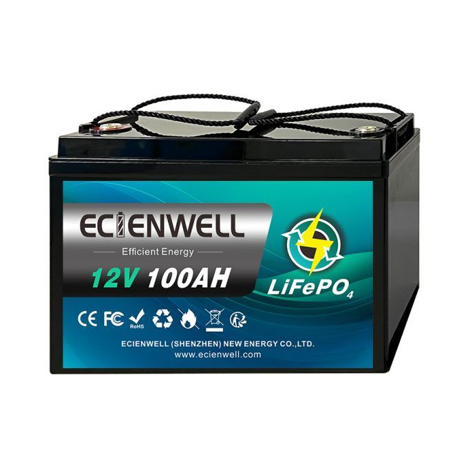 Ecienwell 100AH 12.8v 1.28kwh LiFePo4 Portable Battery – High-Capacity Lithium Iron Phosphate Battery for Portable Solar Applications