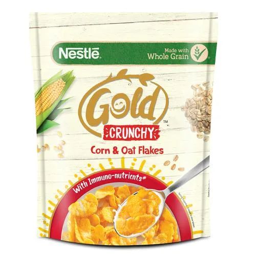 Nestle Gold Crunchy Oats & Cornflakes With Immuno-Nutrients, Wholegrain, Breakfast Cereal, 850 g Pouch