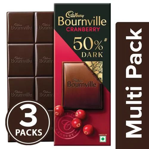 Cadbury Bournville Cranberry Dark Chocolate Bar, 3 x 80 g Multipack