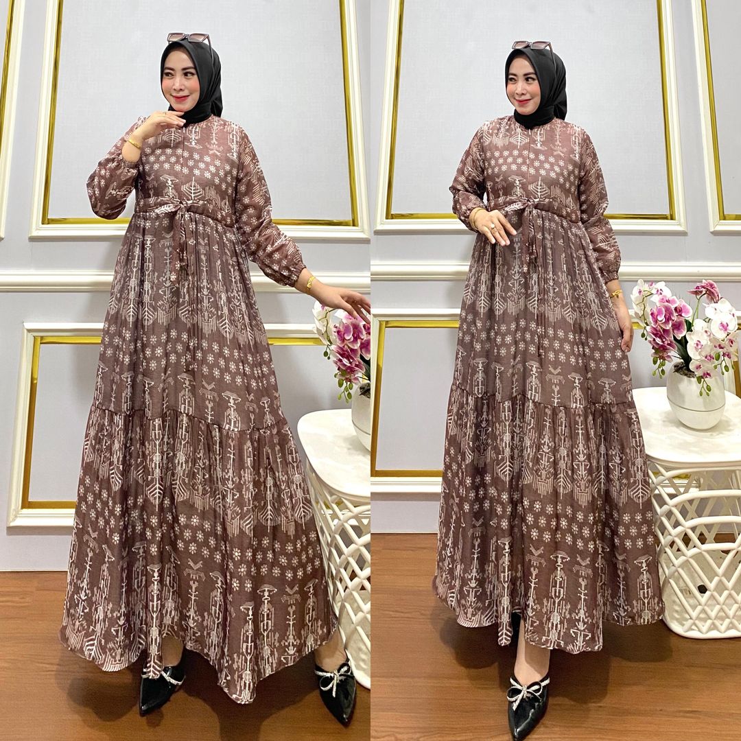 Gamis ceruty printing plisket premium