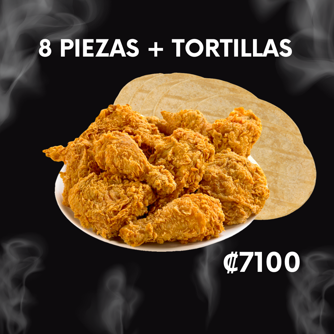 8 piezas + tortillas