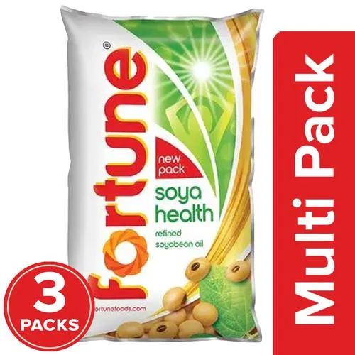 Fortune Soya Health Refined Soyabean Oil, 3 x 1 L Multipack