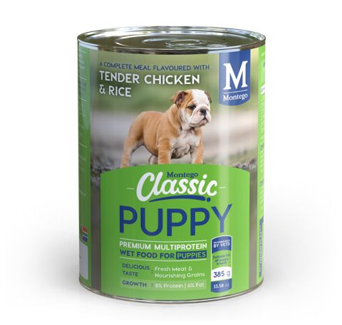 MONTEGO CLASSIC WET PUPPY CHICKEN CAN 385G