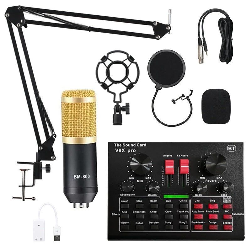 BM800 Condenser Microphone Pro Audio Studio Sound Recording Kit – Professional-Quality Microphone for Clear and Detailed Sound Recording