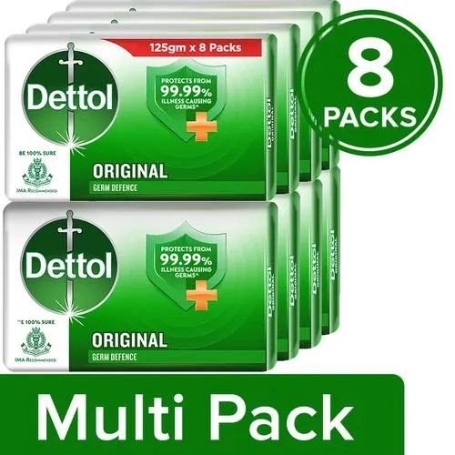 Dettol Bathing Bar Soap - Germ Protection, Original, 8x125 g Multipack