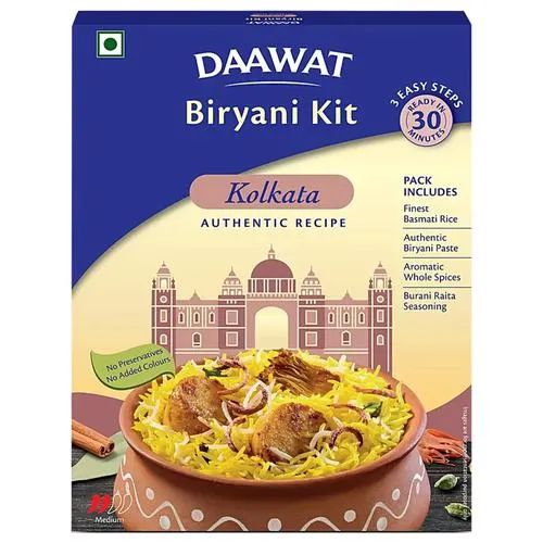 Daawat Biryani Kit - Kolkata, Medium Spicy, No Added Preservatives & Colours, 334 g
