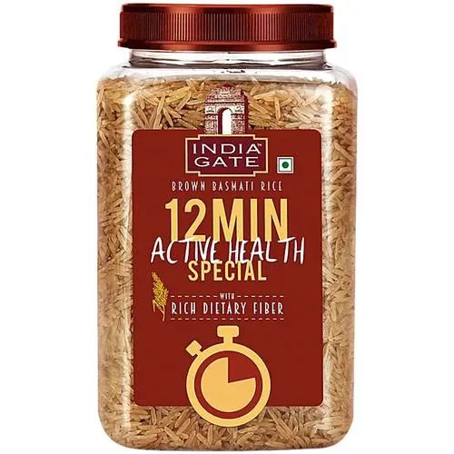 India Gate Brown Basmati Rice/Basmati Akki - 12 Minute Active Health Special, 1 kg Jar