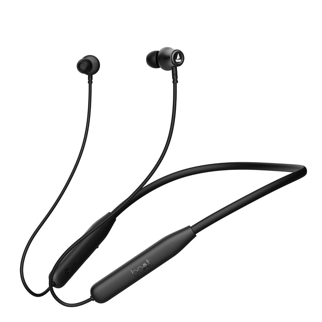 BoAt Rockerz 111 Neckband - Active Black (Bluetooth Wireless Neckband with Up to 40 Hrs Playtime, Dual Device Pairing,