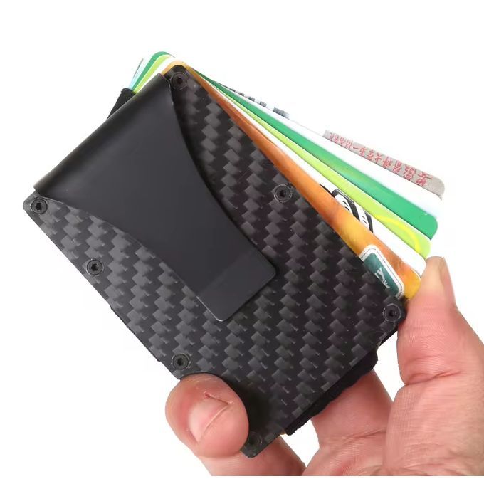 Ridge Wallet Carbon Fiber Mens Slim Minimalist Rfid Blocking Metal Credit Card Holder with Money Clip