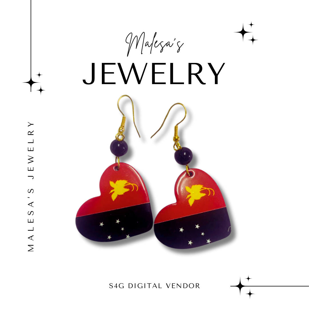 PNG Flag Heart Earing