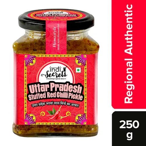 indiSecrets Uttar Pradesh Stuffed Red Chilli Pickle, 250 g