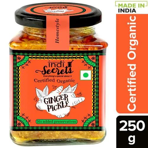 indiSecrets Organic Himachali Ginger Pickle - Homestyle, 250 g Made With Mustard Oil