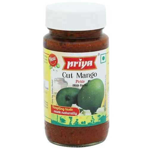 Priya Pickle - Cut Mango (With Garlic), 300 g Bottle