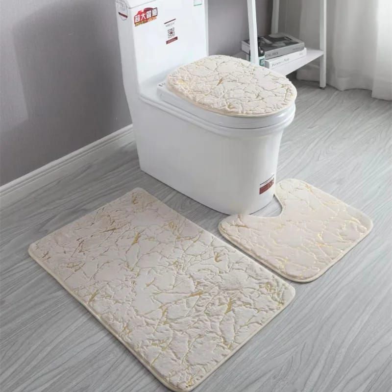 Marble pattern 3pcs bathroom mats