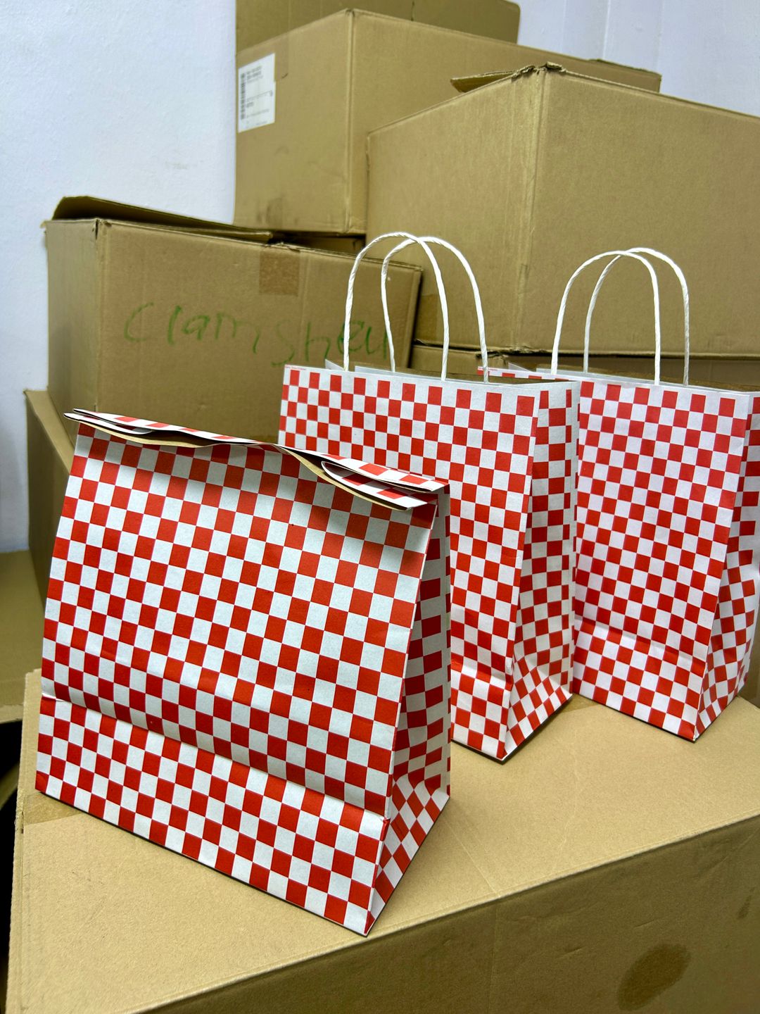 “RED & WHITE CHECKERED ”  DELIVERY TAKEOUT BAGS - 12” x 10” x 5.5”  