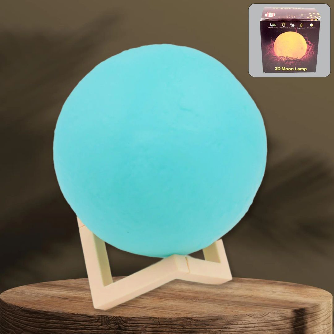 Moon Night Lamp Blue Color With Plastic Stand (15 X12 Cm / 1 Pc)