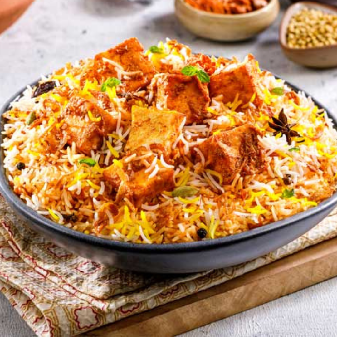 Shahi chaukor paneer biryani