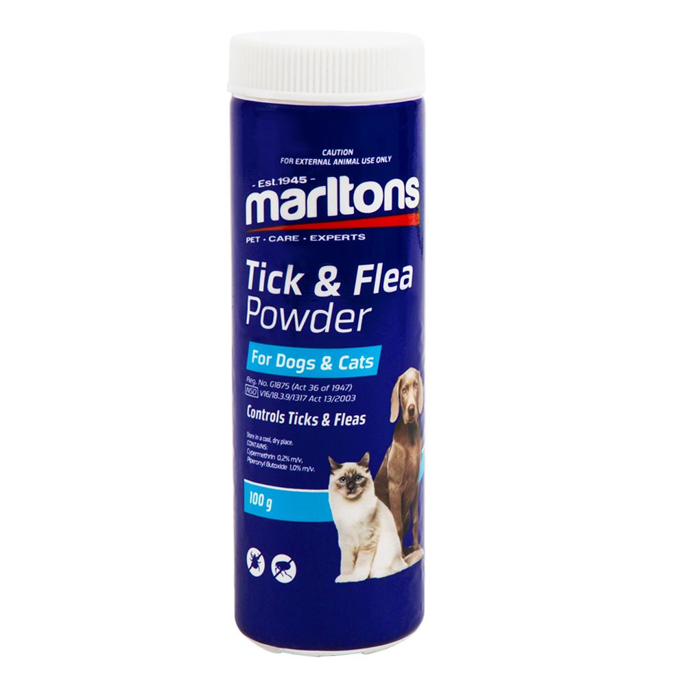 MARLTONS TICK & FLEA POWDER FOR DOGS & CATS 100G 