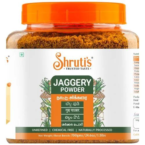 Shruti's Jaggery Powder - Naturally Processed, Unrefined, Chemical Free, 700 g Jar
