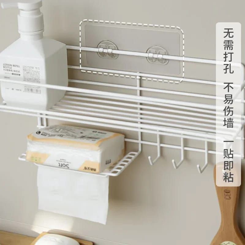 Heavy duty rectangular Self-Adhesive bathroom rack 