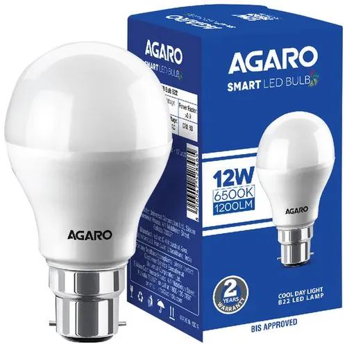AGARO Smart LED Bulb - Cool Daylight White, Round, 12 Watts, B22 Base, 1 pc