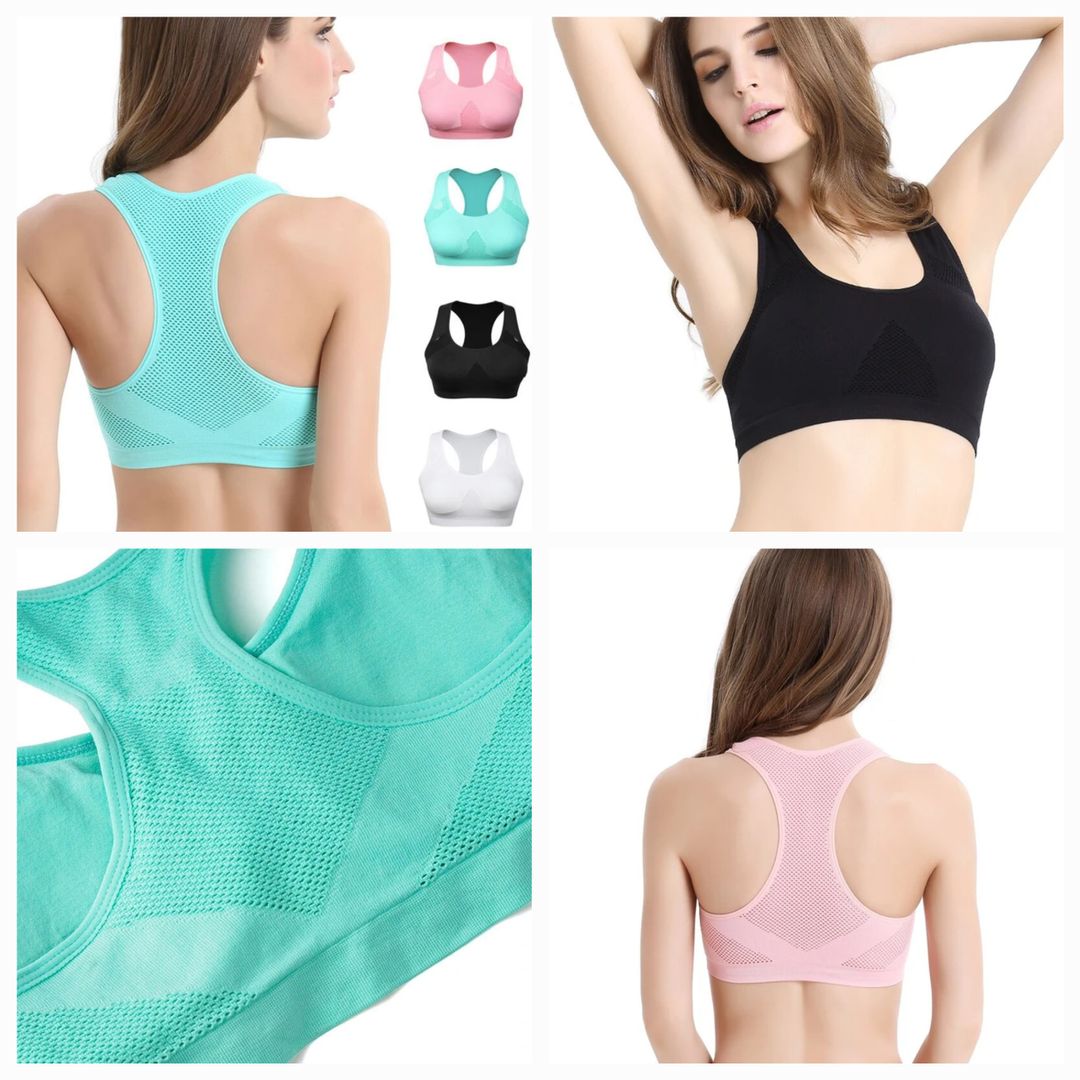 Women Breathable Sports Bra Absorb Sweat Shockproof Padded Gym Running Fitness Double Layer Seamless Yoga Sports Bra Underwear