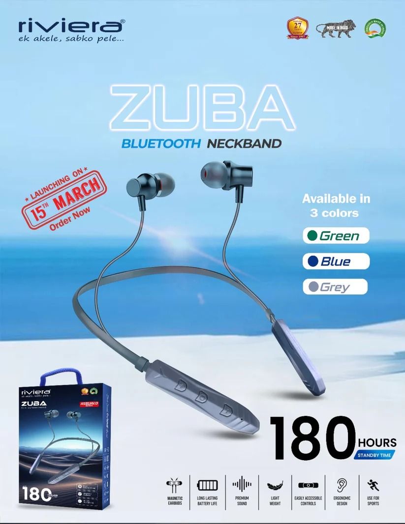 Riviera Zuba Neckband - Assorted Color With 6 Month Limited Warranty