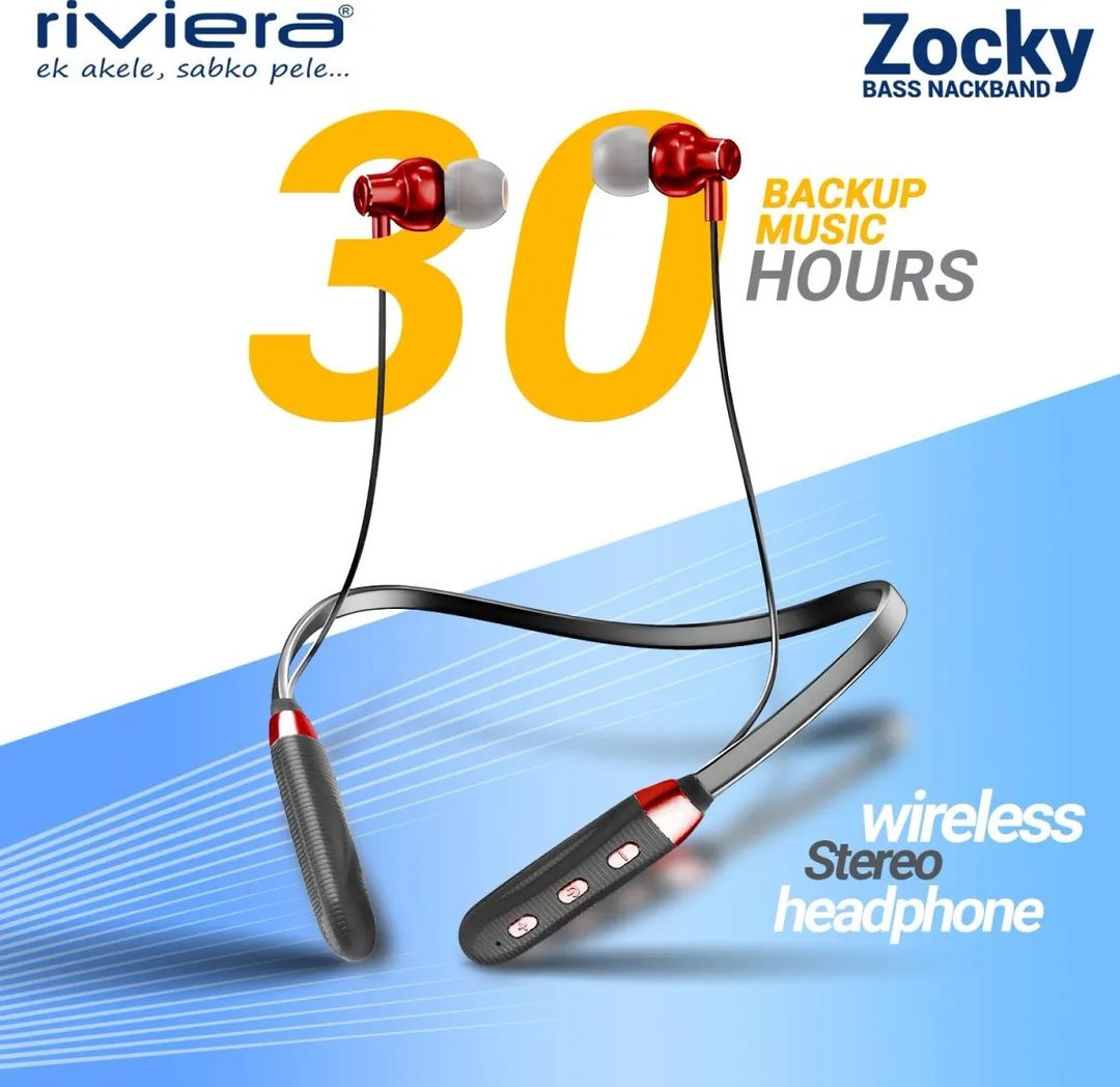 Riviera Zocky Neckband 30 Hrs PlayTime - Assorted Color With 6 Month Limited Warranty