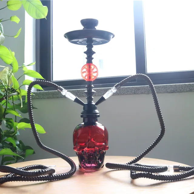 4 colors hookah glass shisha set custom wholesale chicha complet sheesha aluminium alloy 2 hose hookah