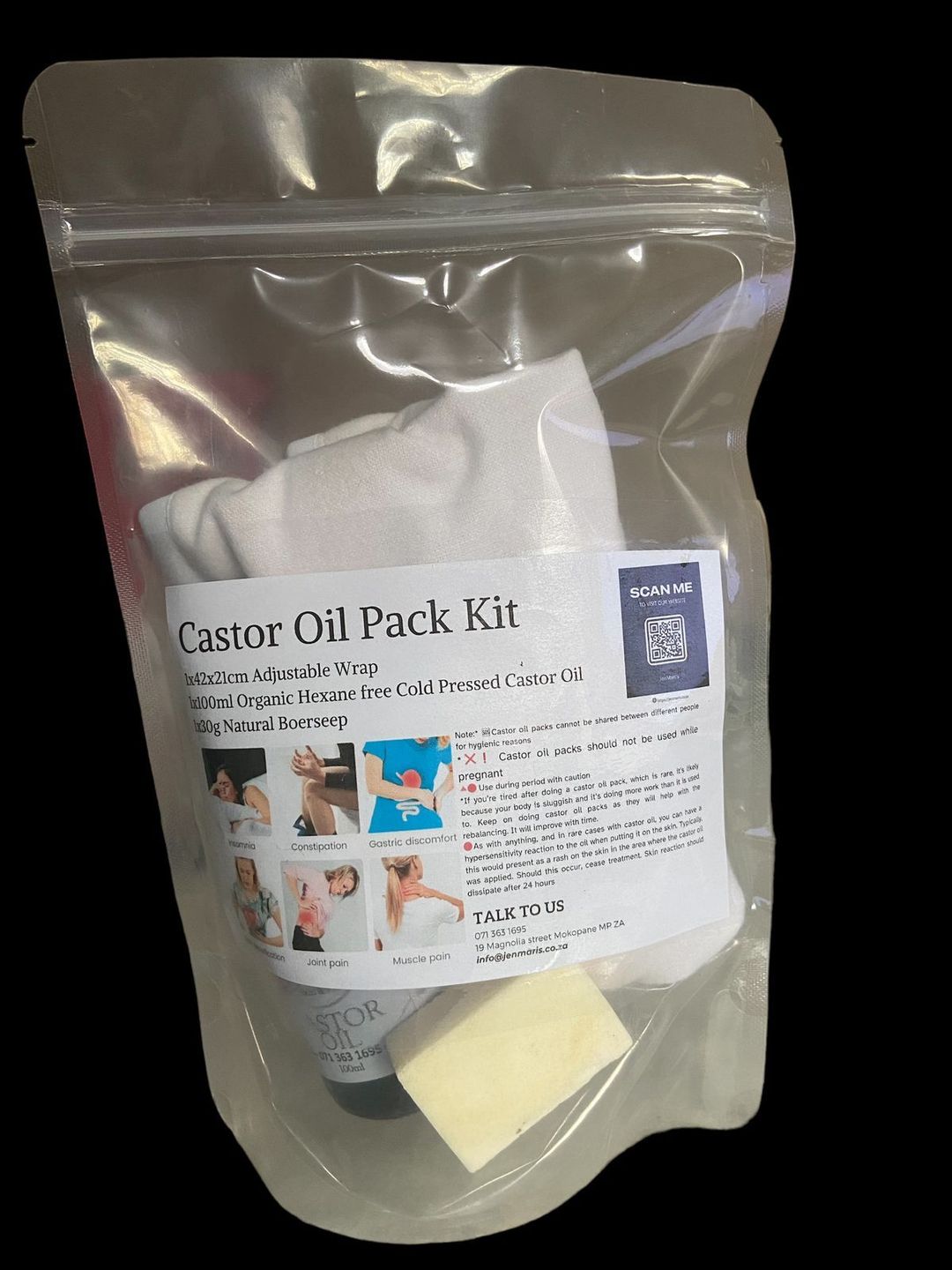 Promotion 42x21cm Castor Oil wrap & 100ml Organic Cold pressed Hexane free castor oil 