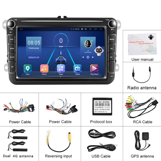 Rádio android 13 Volkswagen 4/64GB 8Core 4G CARPLAY WIFI GPS