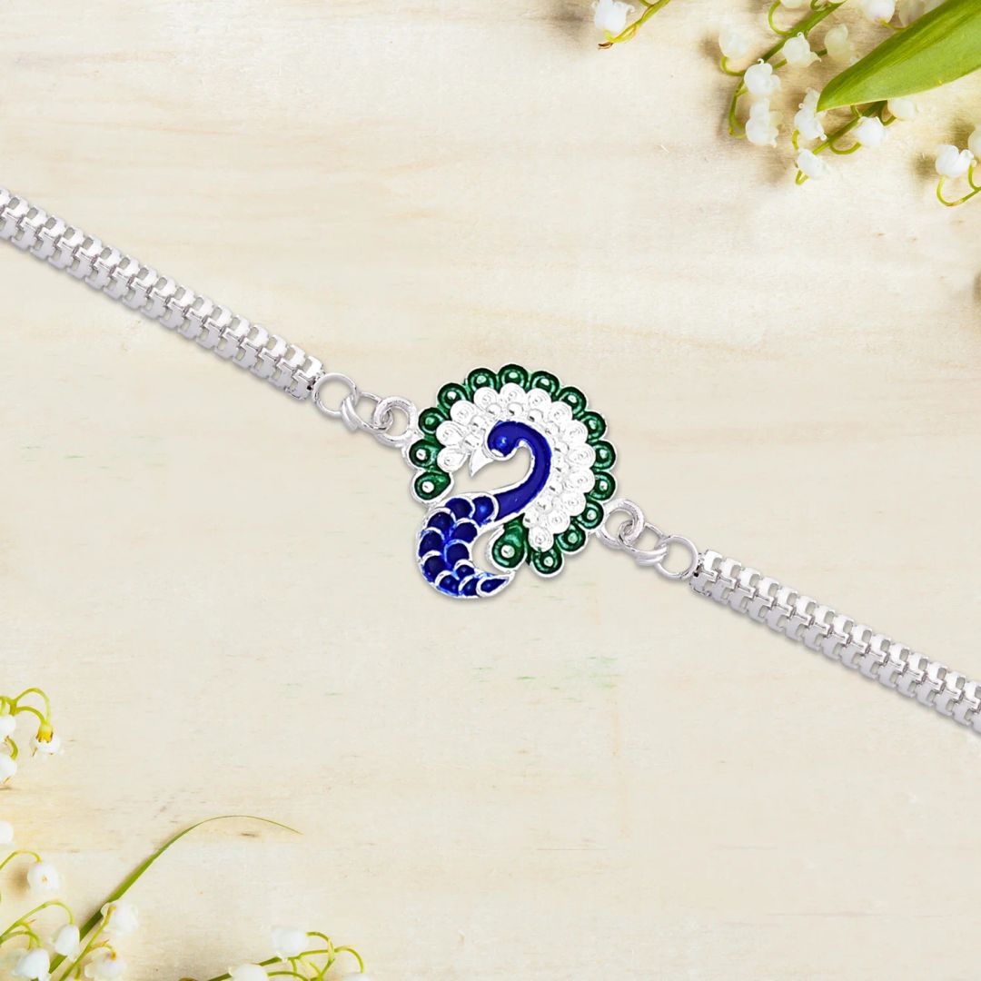  Silver Peacock Rakhi