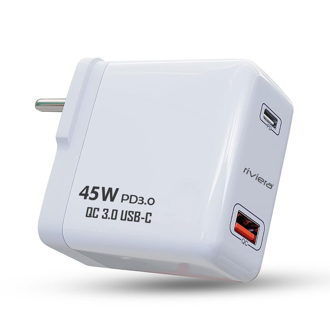 Riviera 45W QC & PD Fast Charger With 1 Year Limited Warranty